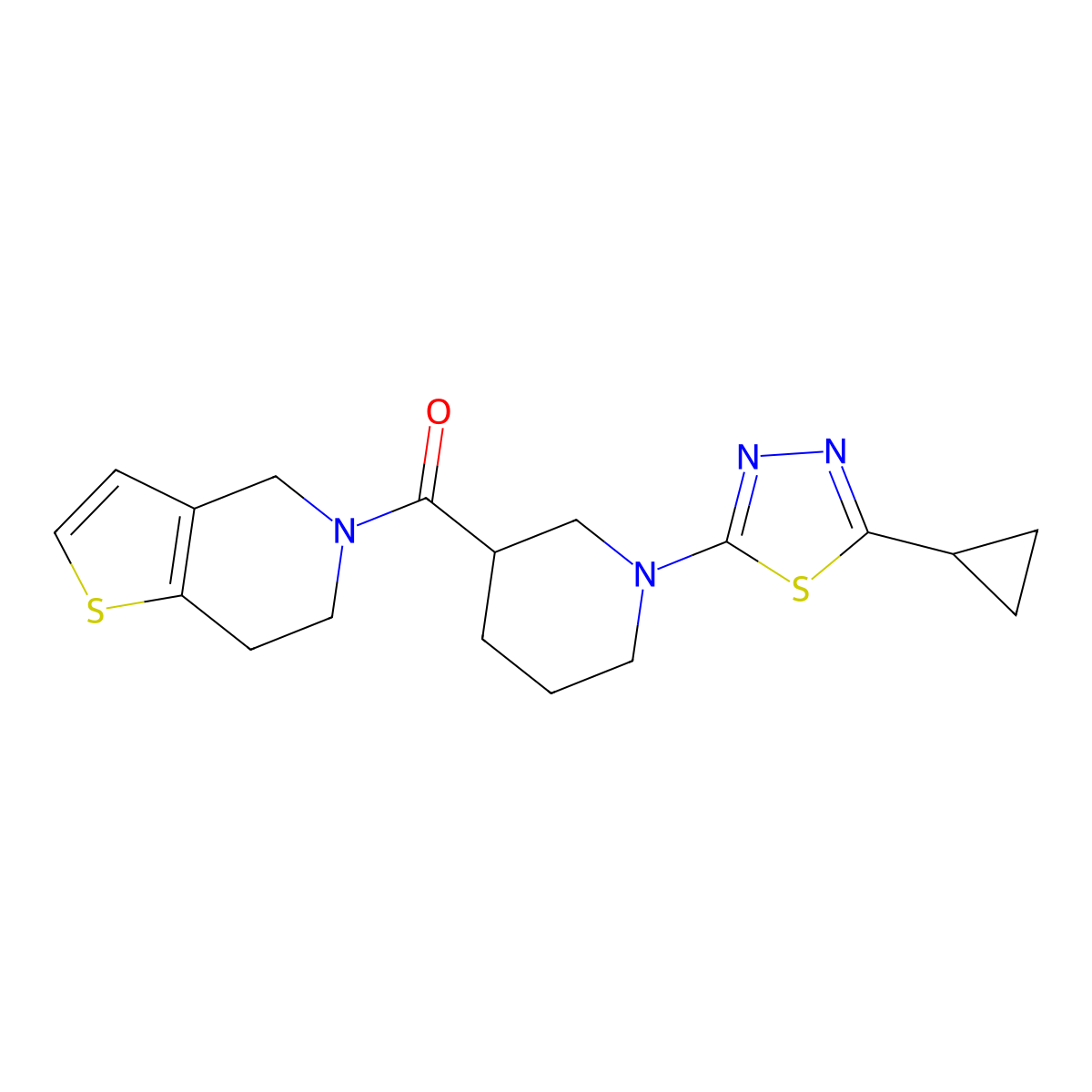 1-(5-cyclopropyl-1,3,4-thiadiazol-2-yl)-3-{4H,5H,6H,7H-thieno[3,2-c]pyridine-5-carbonyl}piperidine molecular structure, CAS 3054580-02-5