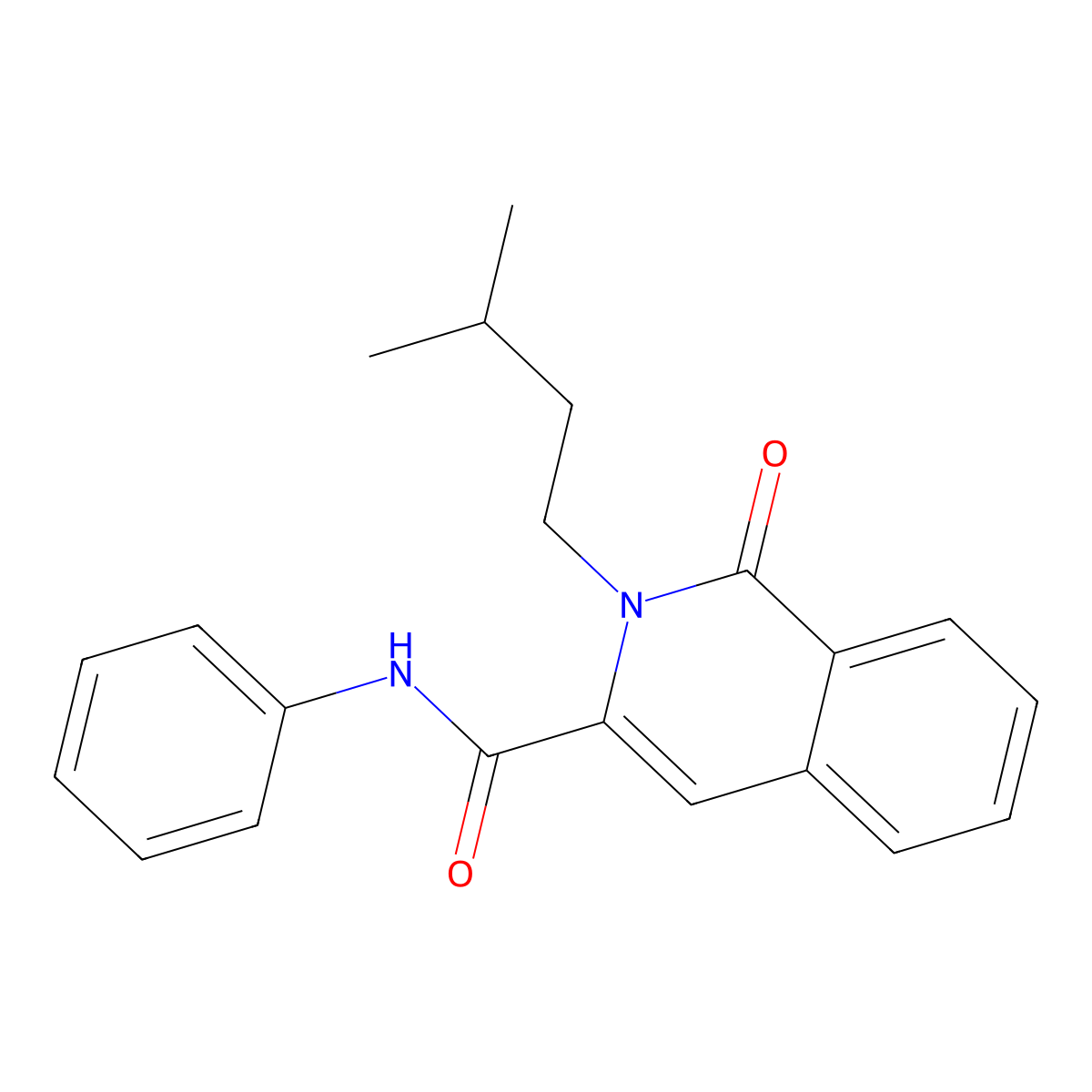 2-(3-methylbutyl)-1-oxo-N-phenyl-1,2-dihydroisoquinoline-3-carboxamide molecular structure, CAS 3054580-07-0