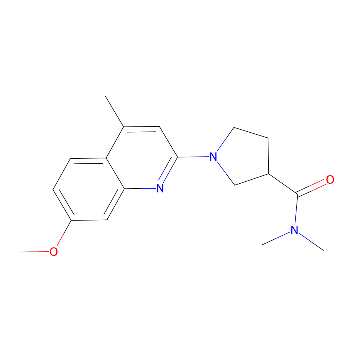 1-(7-methoxy-4-methylquinolin-2-yl)-N,N-dimethylpyrrolidine-3-carboxamide molecular structure, CAS 3054580-24-1