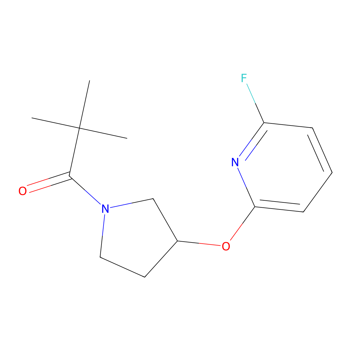 1-{3-[(6-Fluoropyridin-2-yl)oxy]pyrrolidin-1-yl}-2,2-dimethylpropan-1-one molecular structure, CAS 3054580-28-5