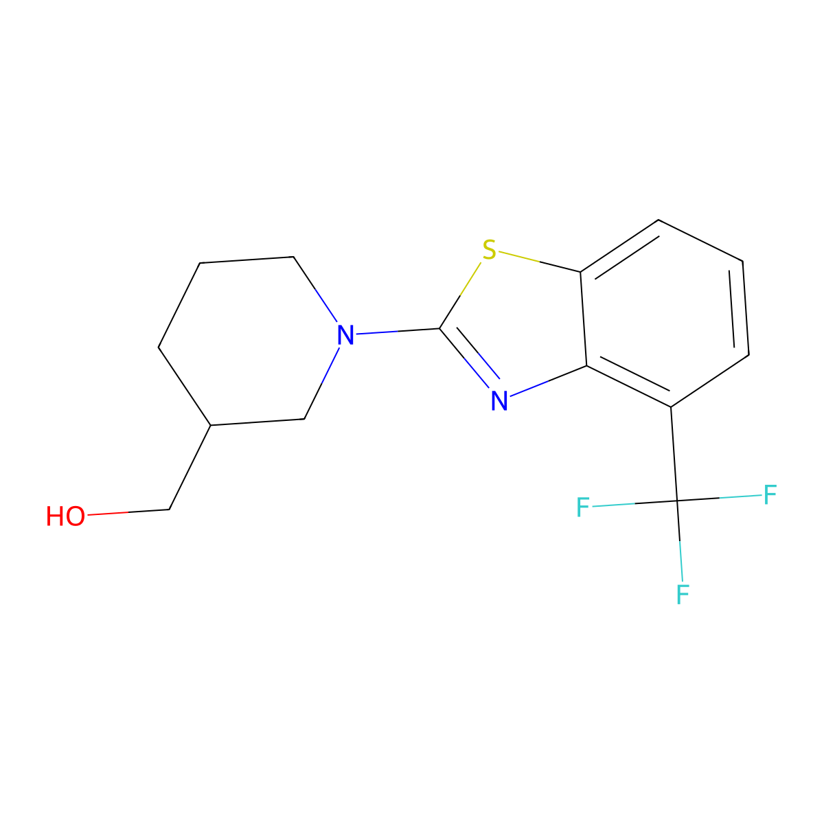 {1-[4-(Trifluoromethyl)-1,3-benzothiazol-2-yl]piperidin-3-yl}methanol molecular structure, CAS 3054580-29-6