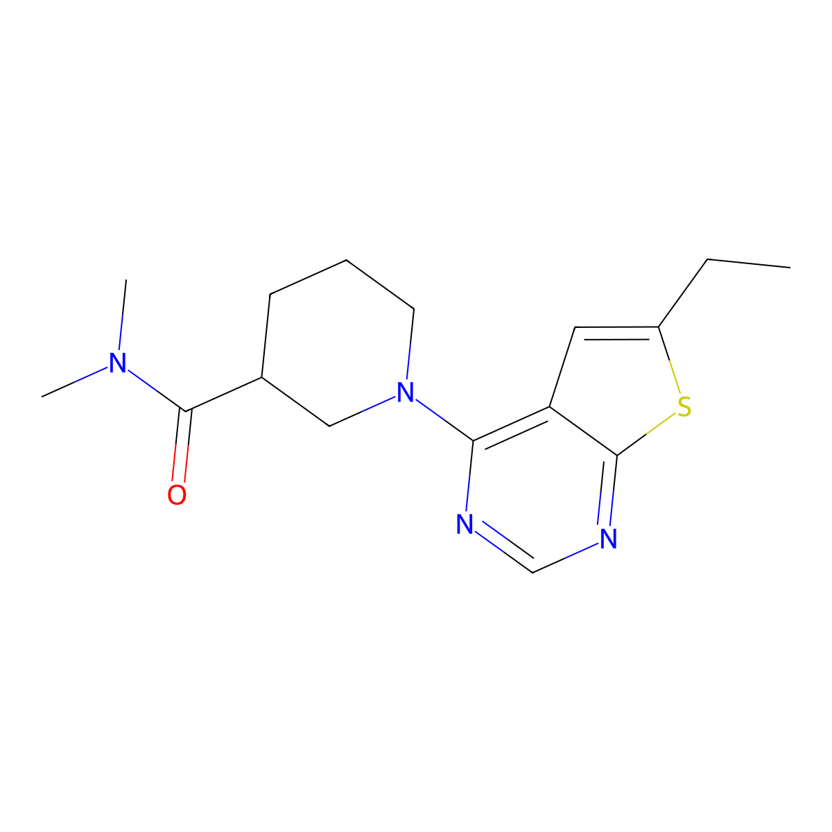 1-{6-ethylthieno[2,3-d]pyrimidin-4-yl}-N,N-dimethylpiperidine-3-carboxamide molecular structure, CAS 3054580-35-4