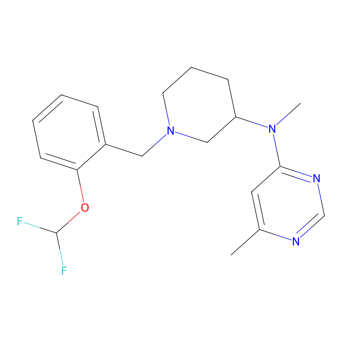 N-[1-[[2-(difluoromethoxy)phenyl]methyl]piperidin-3-yl]-N,6-dimethylpyrimidin-4-amine molecular structure, CAS 3054580-37-6