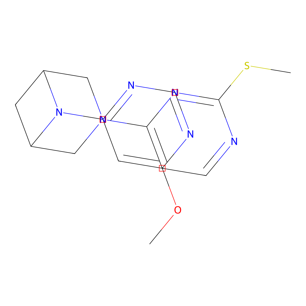 6-(6-Methoxypyrimidin-4-yl)-3-[2-(methylsulfanyl)pyrimidin-4-yl]-3,6-diazabicyclo[3.1.1]heptane molecular structure, CAS 3054580-48-9