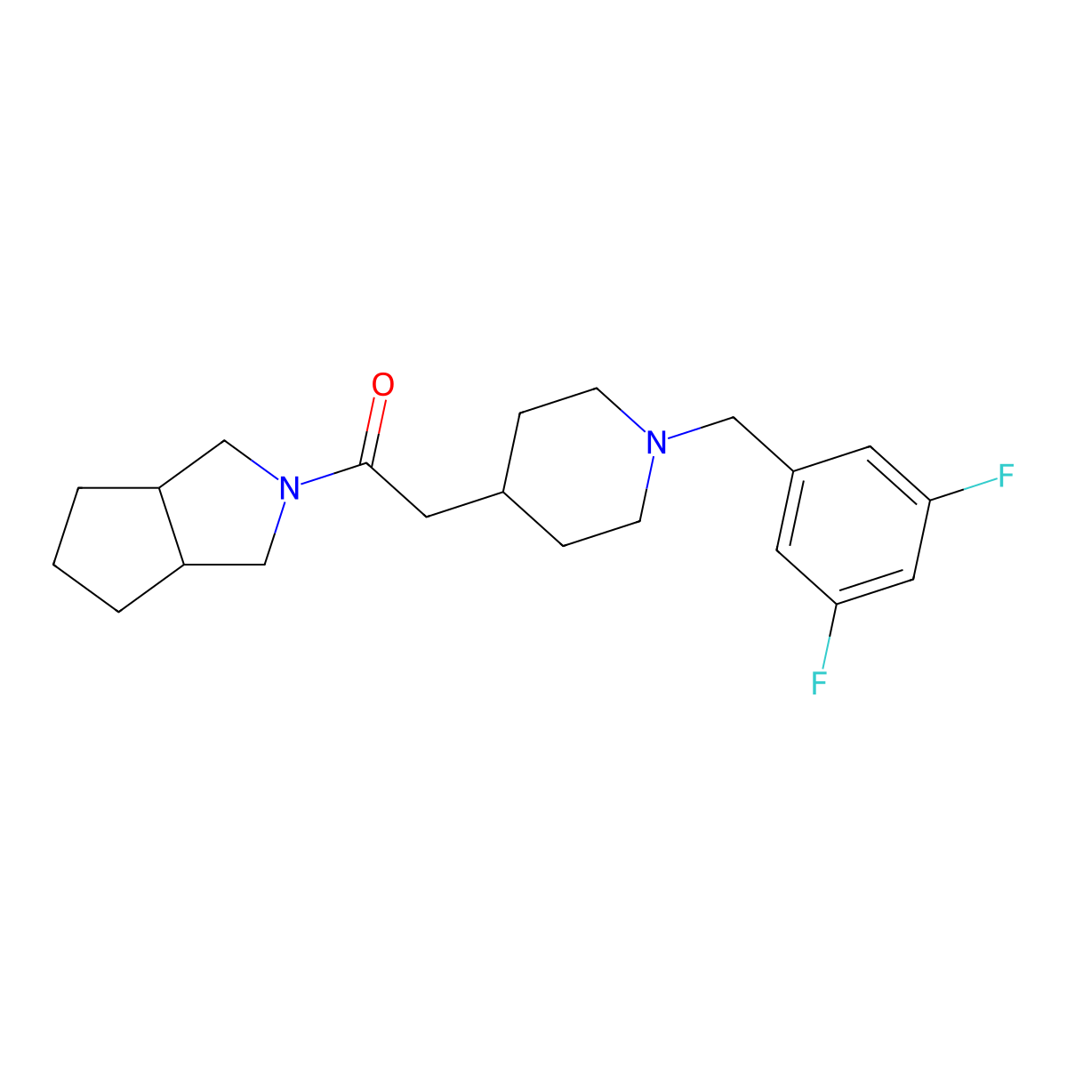 2-{1-[(3,5-Difluorophenyl)methyl]piperidin-4-yl}-1-{octahydrocyclopenta[c]pyrrol-2-yl}ethan-1-one molecular structure, CAS 3054580-50-3