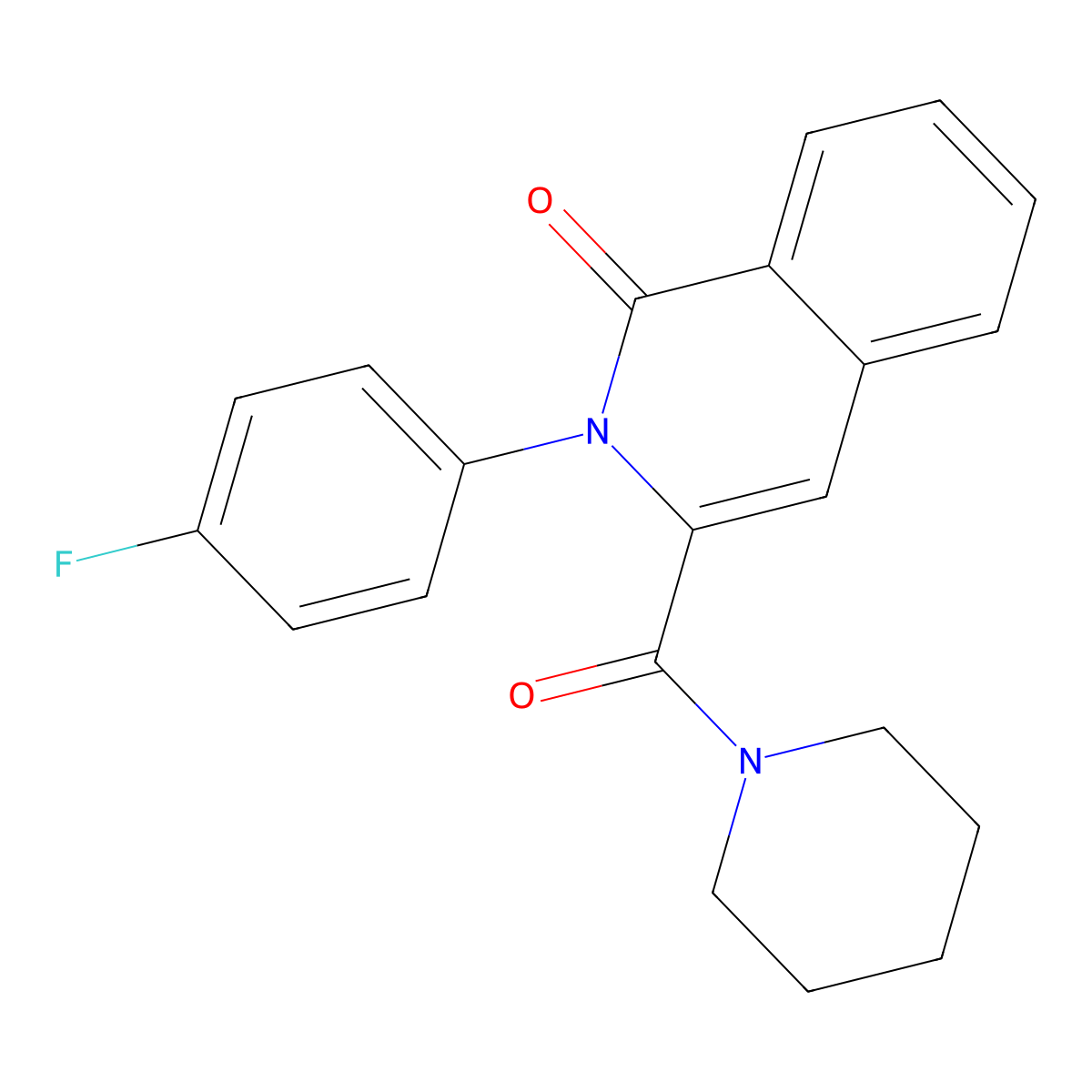 2-(4-Fluorophenyl)-3-(piperidine-1-carbonyl)-1,2-dihydroisoquinolin-1-one molecular structure, CAS 3054580-53-6