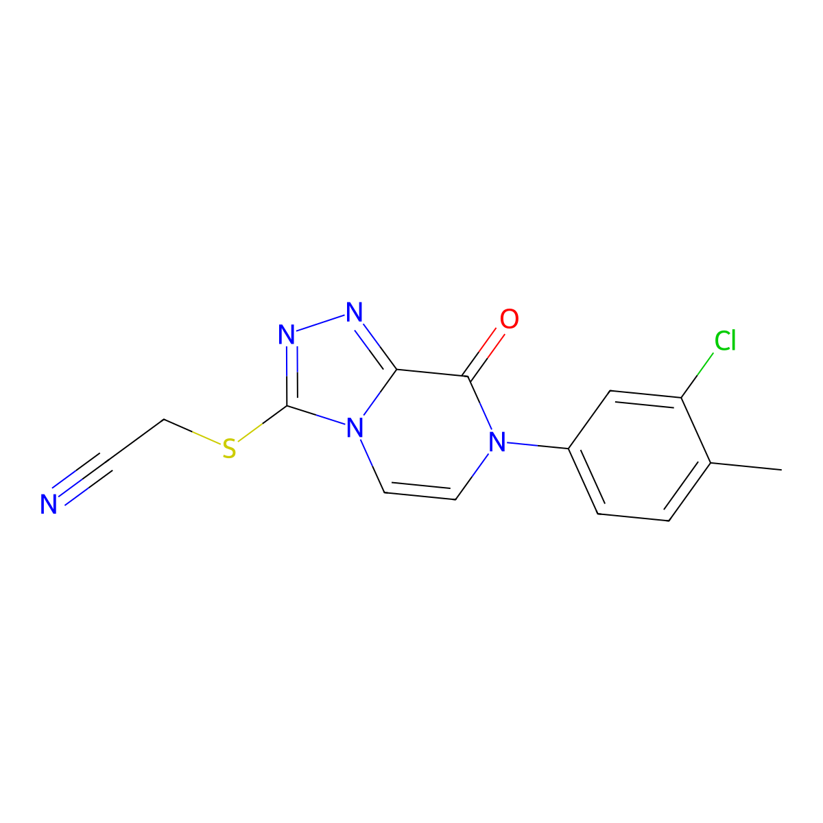 2-{[7-(3-chloro-4-methylphenyl)-8-oxo-7H,8H-[1,2,4]triazolo[4,3-a]pyrazin-3-yl]sulfanyl}acetonitrile molecular structure, CAS 3054580-54-7