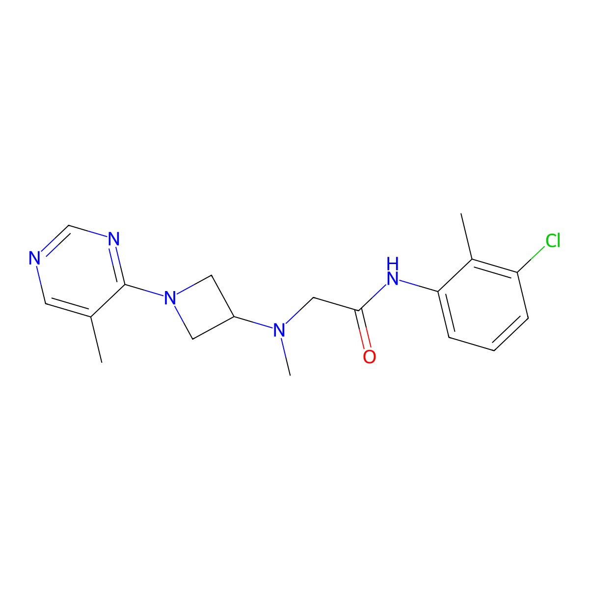 N-(3-chloro-2-methylphenyl)-2-{methyl[1-(5-methylpyrimidin-4-yl)azetidin-3-yl]amino}acetamide molecular structure, CAS 3054580-55-8