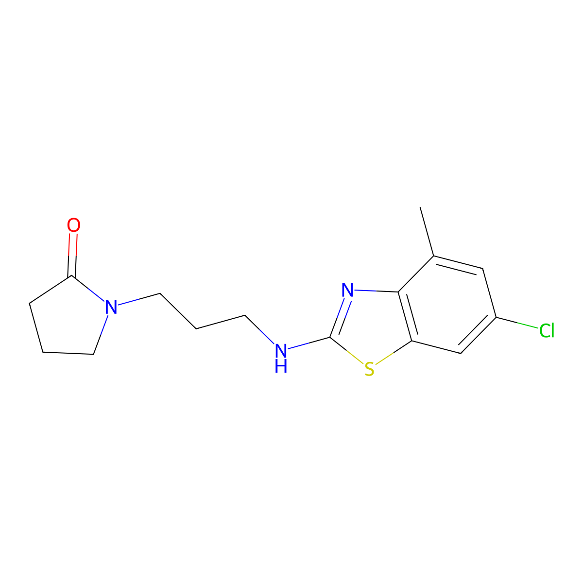 1-{3-[(6-Chloro-4-methyl-1,3-benzothiazol-2-yl)amino]propyl}pyrrolidin-2-one molecular structure, CAS 3054580-59-2