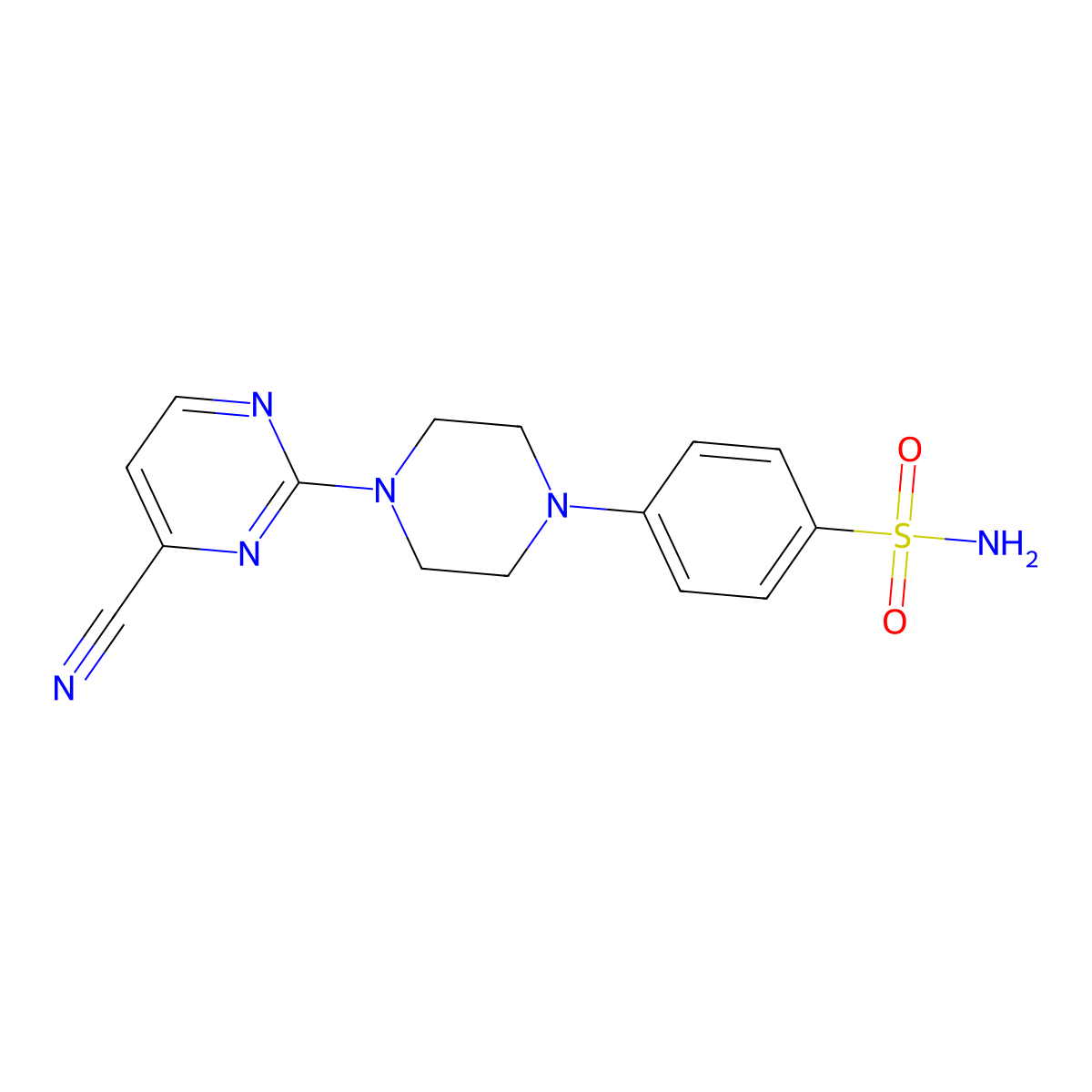4-[4-(4-Cyanopyrimidin-2-yl)piperazin-1-yl]benzene-1-sulfonamide molecular structure, CAS 3054580-67-2