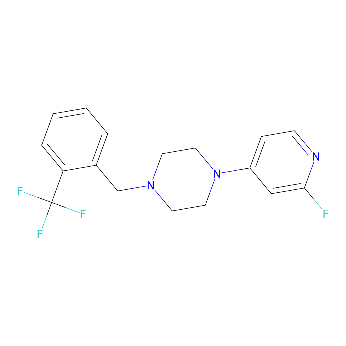 1-(2-Fluoropyridin-4-yl)-4-{[2-(trifluoromethyl)phenyl]methyl}piperazine molecular structure, CAS 3054580-68-3