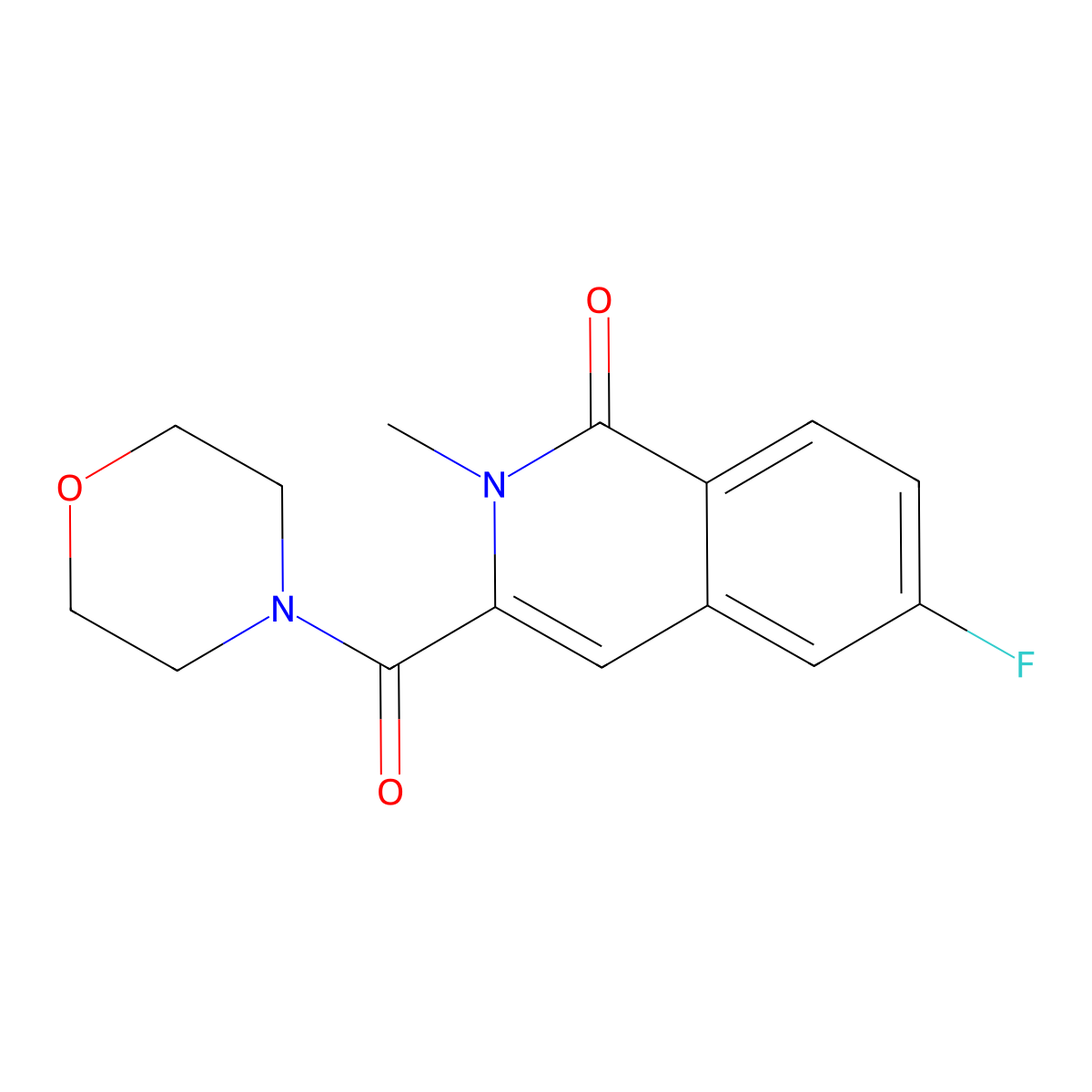 6-Fluoro-2-methyl-3-(morpholine-4-carbonyl)-1,2-dihydroisoquinolin-1-one molecular structure, CAS 3054580-73-0