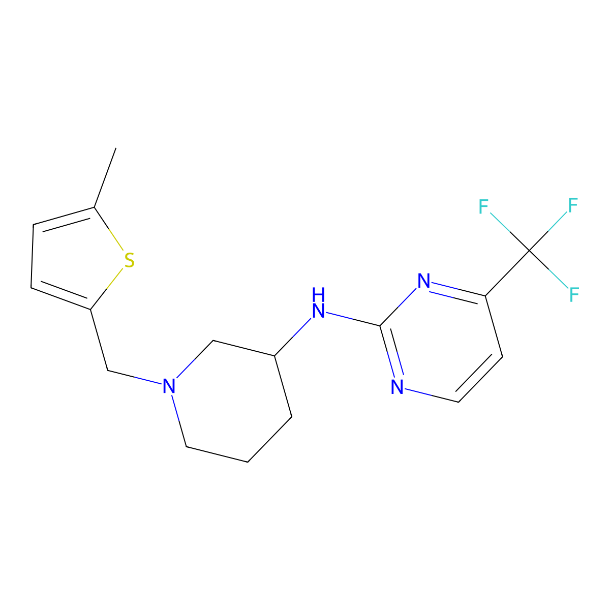 N-{1-[(5-methylthiophen-2-yl)methyl]piperidin-3-yl}-4-(trifluoromethyl)pyrimidin-2-amine molecular structure, CAS 3054580-74-1
