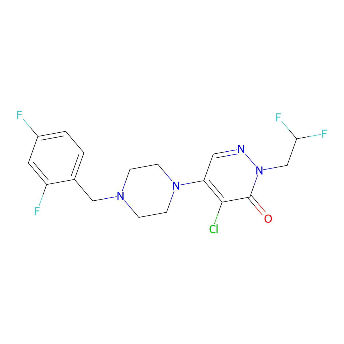 4-Chloro-2-(2,2-difluoroethyl)-5-[4-[(2,4-difluorophenyl)methyl]piperazin-1-yl]pyridazin-3-one molecular structure, CAS 3054580-75-2