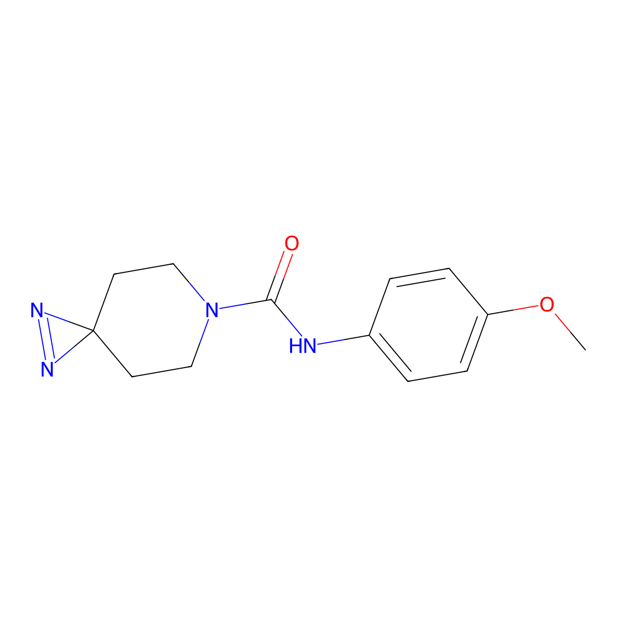 N-(4-methoxyphenyl)-1,2,6-triazaspiro[2.5]oct-1-ene-6-carboxamide molecular structure, CAS 3054580-76-3