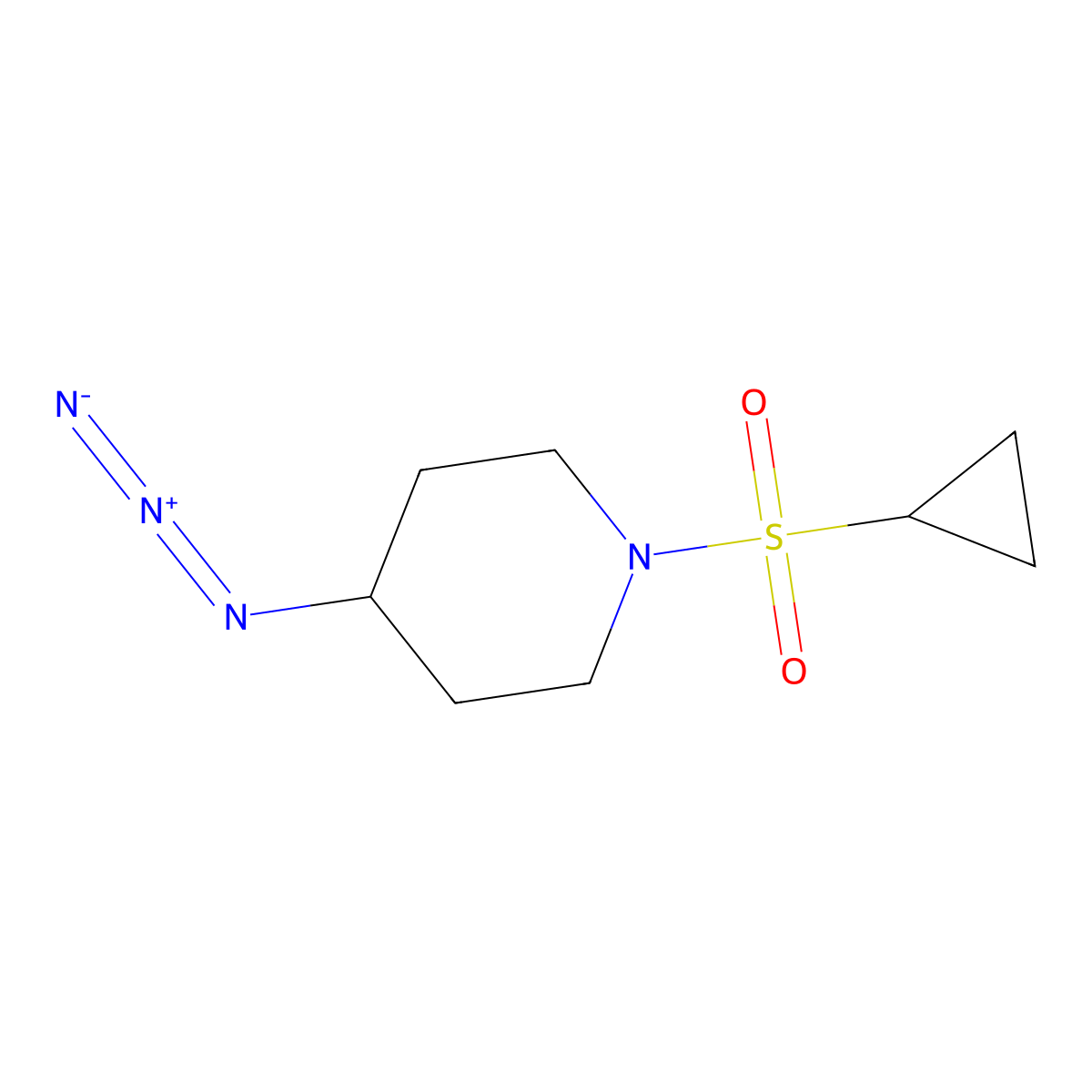 4-Azido-1-(cyclopropanesulfonyl)piperidine molecular structure, CAS 3054580-84-3