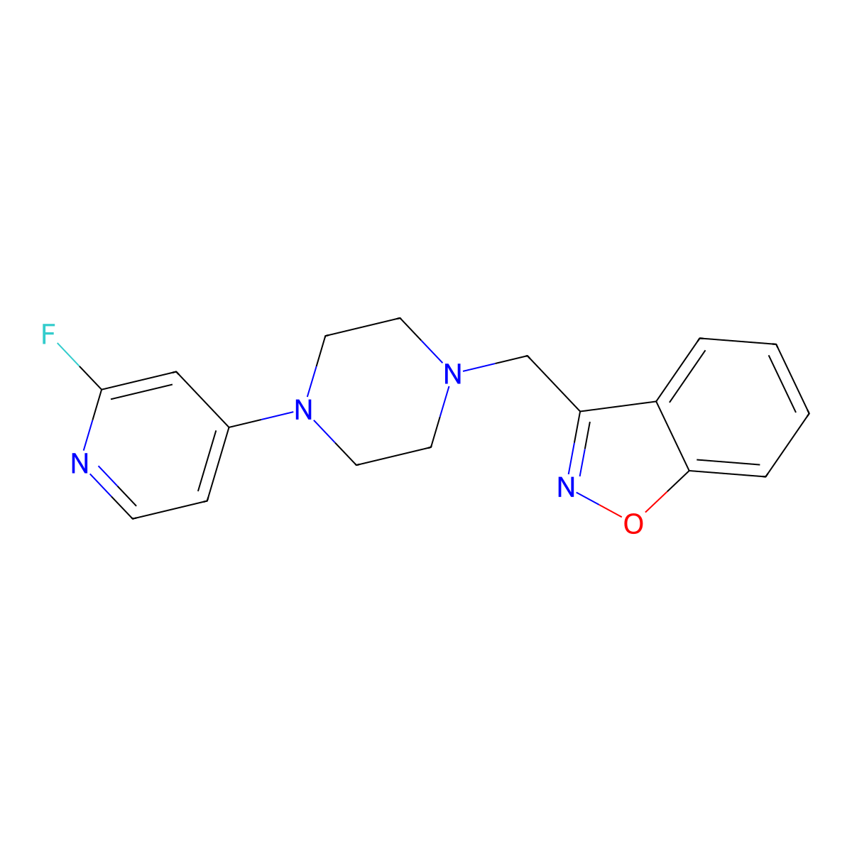 3-{[4-(2-Fluoropyridin-4-yl)piperazin-1-yl]methyl}-1,2-benzoxazole molecular structure, CAS 3054580-87-6