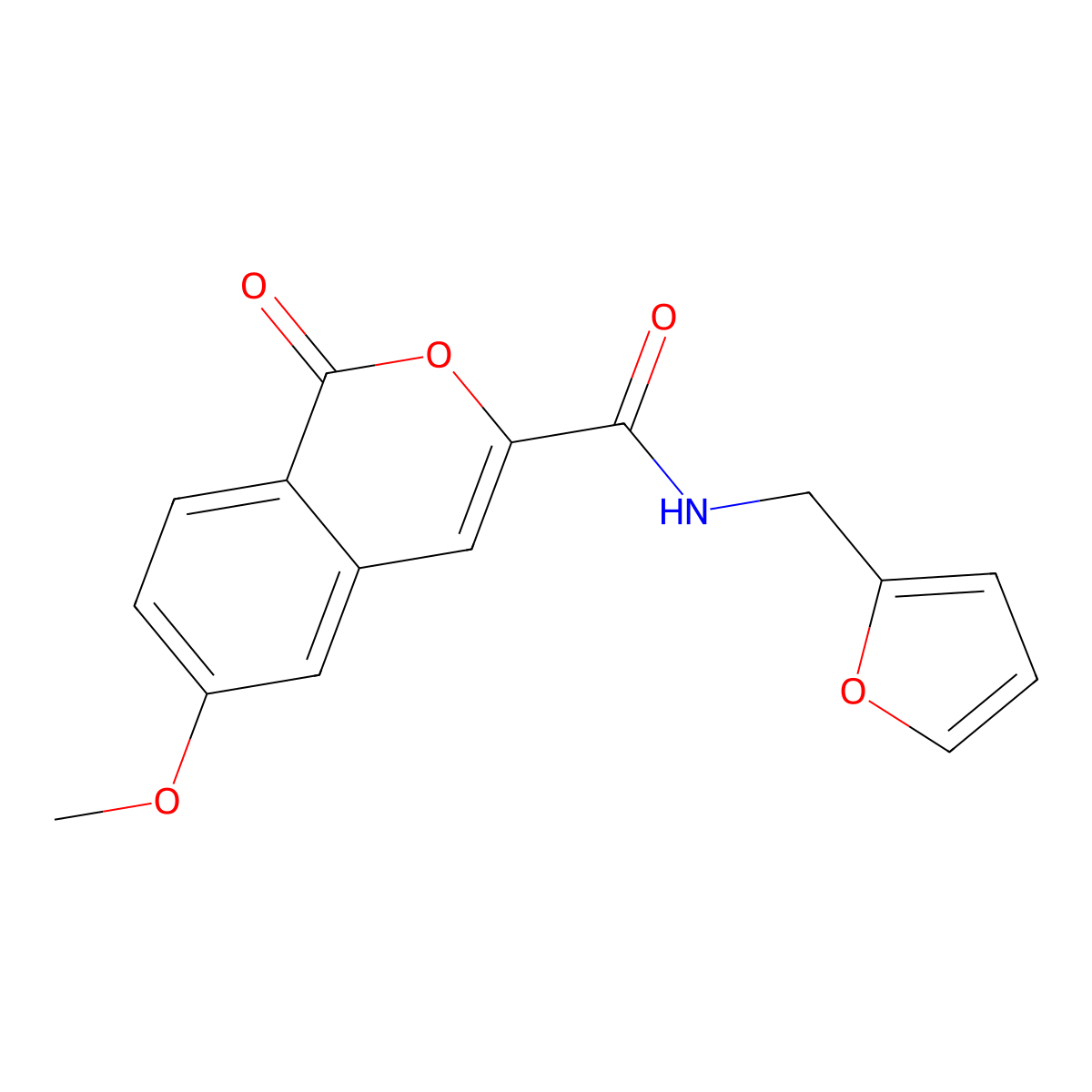 N-[(furan-2-yl)methyl]-6-methoxy-1-oxo-1H-isochromene-3-carboxamide molecular structure, CAS 3054580-94-5