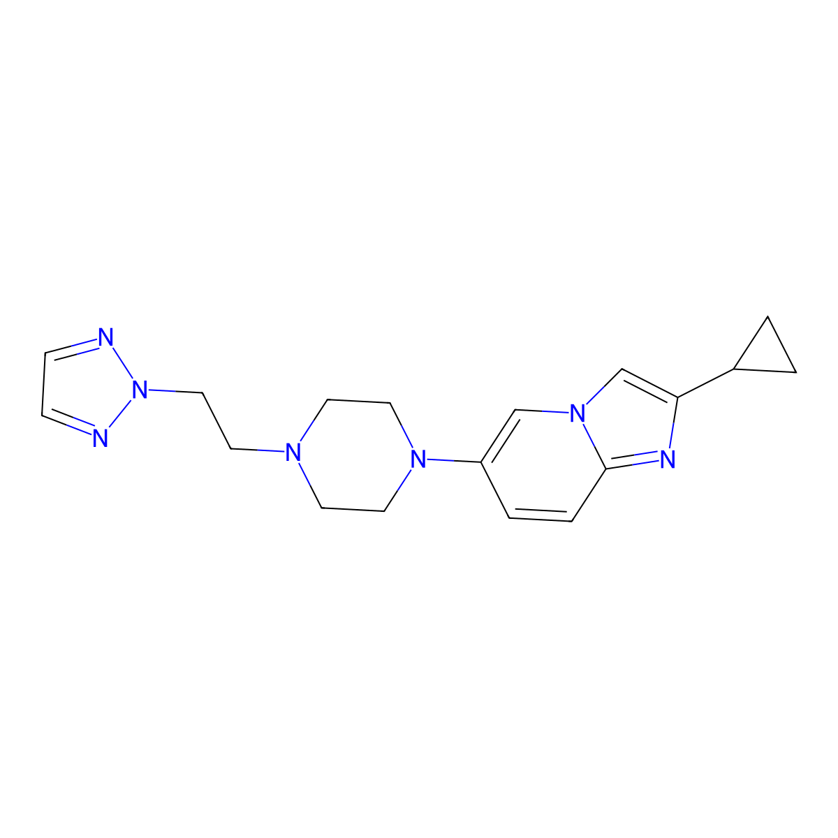 1-{2-cyclopropylimidazo[1,2-a]pyridin-6-yl}-4-[2-(2H-1,2,3-triazol-2-yl)ethyl]piperazine molecular structure, CAS 3054580-95-6