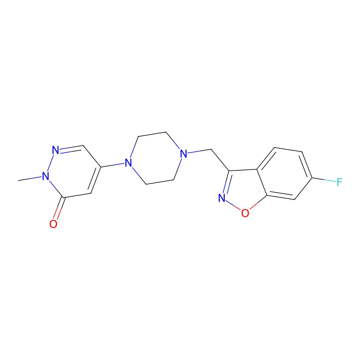 5-{4-[(6-Fluoro-1,2-benzoxazol-3-yl)methyl]piperazin-1-yl}-2-methyl-2,3-dihydropyridazin-3-one molecular structure, CAS 3054580-97-8