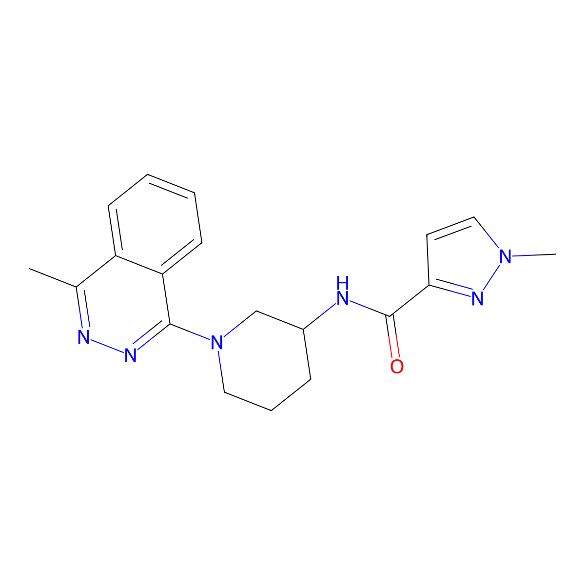 1-methyl-N-[1-(4-methylphthalazin-1-yl)piperidin-3-yl]-1H-pyrazole-3-carboxamide molecular structure, CAS 3054580-98-9