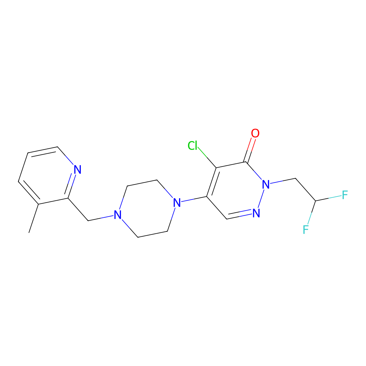 4-Chloro-2-(2,2-difluoroethyl)-5-{4-[(3-methylpyridin-2-yl)methyl]piperazin-1-yl}-2,3-dihydropyridazin-3-one molecular structure, CAS 3054581-00-6