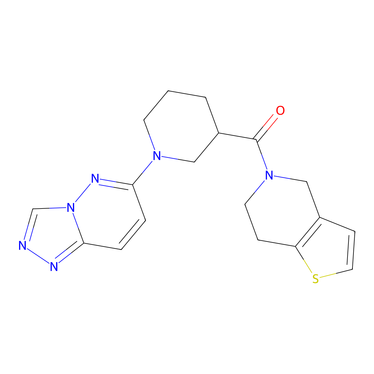3-{4H,5H,6H,7H-thieno[3,2-c]pyridine-5-carbonyl}-1-{[1,2,4]triazolo[4,3-b]pyridazin-6-yl}piperidine molecular structure, CAS 3054581-03-9
