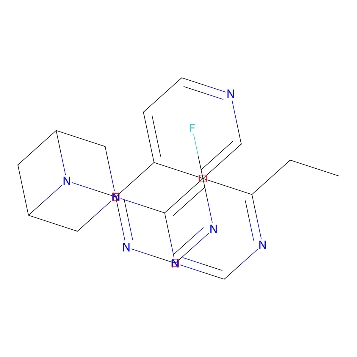 3-(6-Ethyl-5-fluoropyrimidin-4-yl)-6-{pyrido[3,4-d]pyrimidin-4-yl}-3,6-diazabicyclo[3.1.1]heptane molecular structure, CAS 3054581-06-2