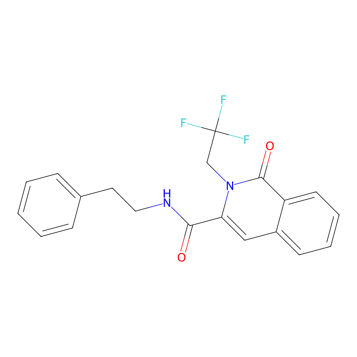 1-oxo-N-(2-phenylethyl)-2-(2,2,2-trifluoroethyl)-1,2-dihydroisoquinoline-3-carboxamide molecular structure, CAS 3054581-10-8