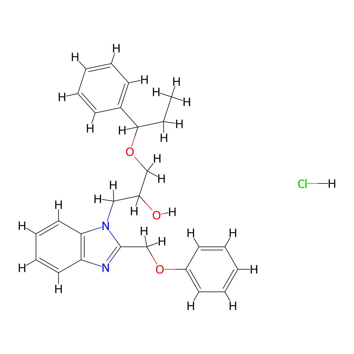 1-[2-(phenoxymethyl)-1H-1,3-benzodiazol-1-yl]-3-(1-phenylpropoxy)propan-2-ol hydrochloride molecular structure, CAS 3054581-18-6