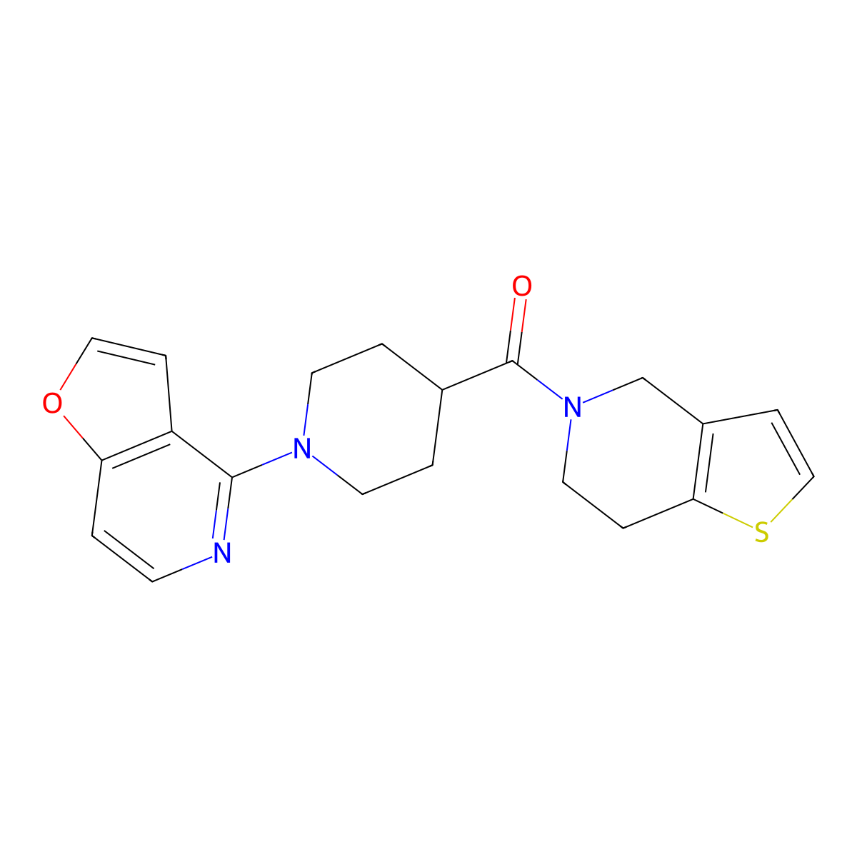 1-{furo[3,2-c]pyridin-4-yl}-4-{4H,5H,6H,7H-thieno[3,2-c]pyridine-5-carbonyl}piperidine molecular structure, CAS 3054581-25-5