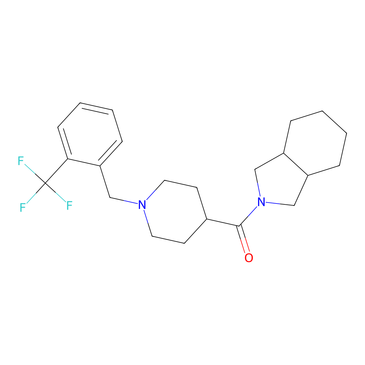 2-(1-{[2-(trifluoromethyl)phenyl]methyl}piperidine-4-carbonyl)-octahydro-1H-isoindole molecular structure, CAS 3054581-26-6