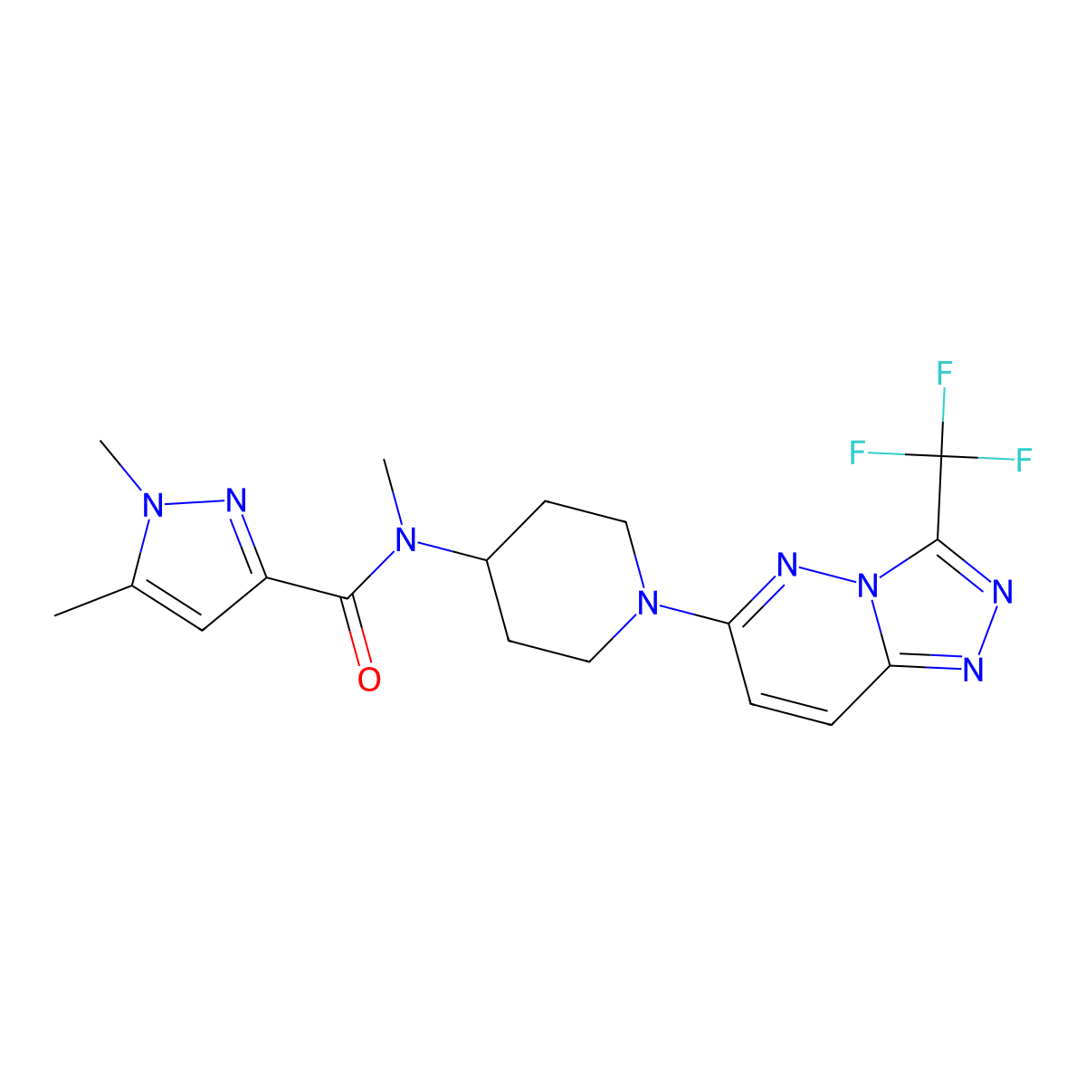 N,1,5-trimethyl-N-{1-[3-(trifluoromethyl)-[1,2,4]triazolo[4,3-b]pyridazin-6-yl]piperidin-4-yl}-1H-pyrazole-3-carboxamide molecular structure, CAS 3054581-28-8