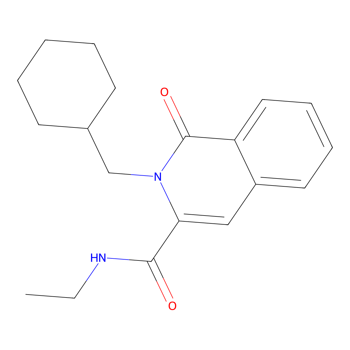 2-(cyclohexylmethyl)-N-ethyl-1-oxo-1,2-dihydroisoquinoline-3-carboxamide molecular structure, CAS 3054581-32-4