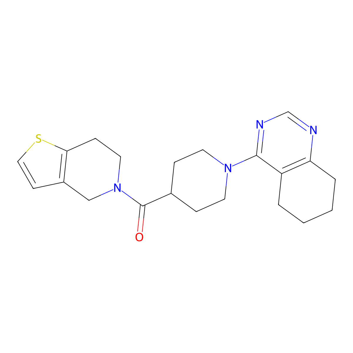 4-(4-{4H,5H,6H,7H-thieno[3,2-c]pyridine-5-carbonyl}piperidin-1-yl)-5,6,7,8-tetrahydroquinazoline molecular structure, CAS 3054581-36-8