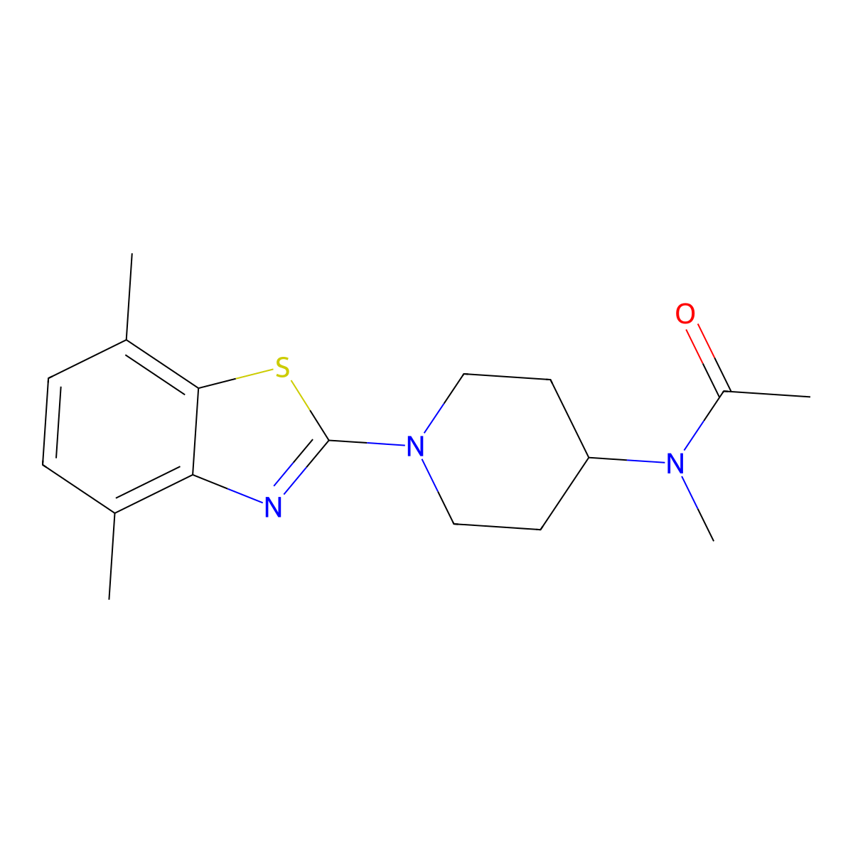 N-[1-(4,7-dimethyl-1,3-benzothiazol-2-yl)piperidin-4-yl]-N-methylacetamide molecular structure, CAS 3054581-48-2