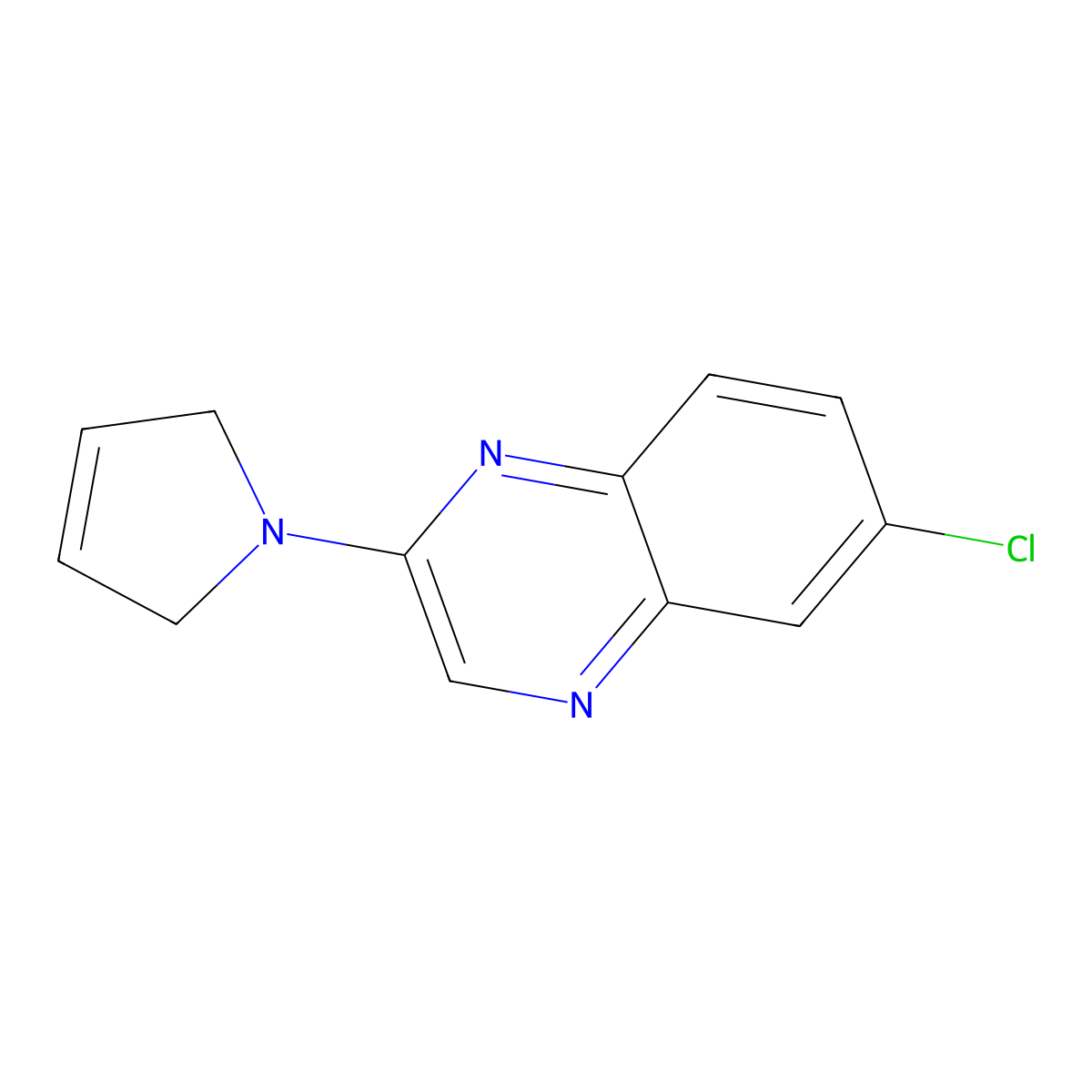 6-chloro-2-(2,5-dihydro-1H-pyrrol-1-yl)quinoxaline molecular structure, CAS 3054581-49-3