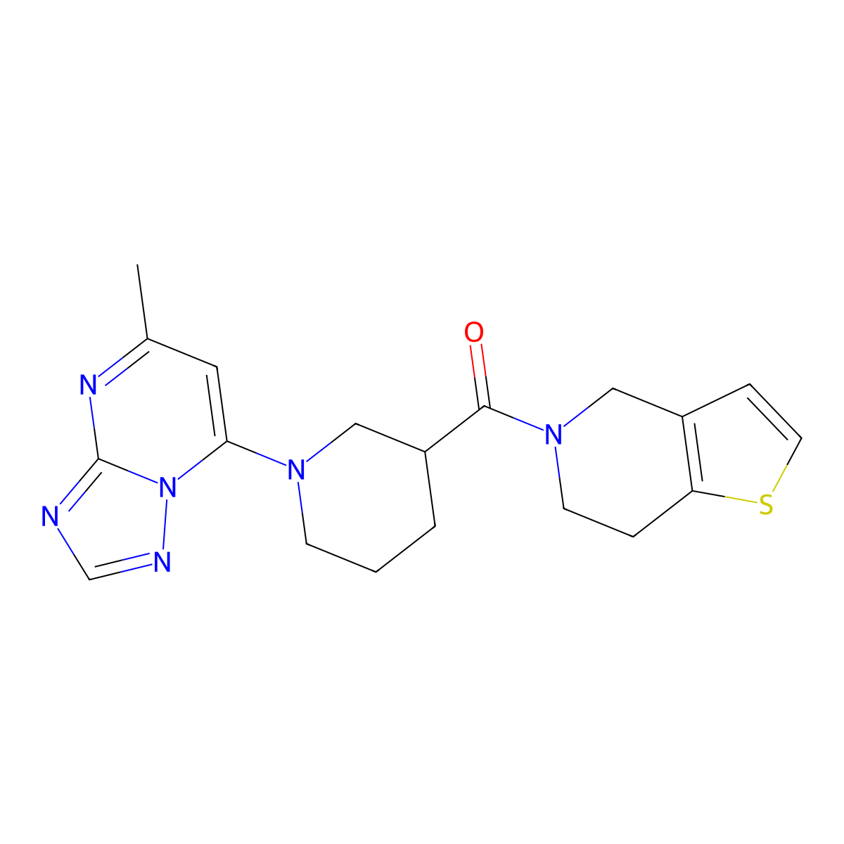 1-{5-methyl-[1,2,4]triazolo[1,5-a]pyrimidin-7-yl}-3-{4H,5H,6H,7H-thieno[3,2-c]pyridine-5-carbonyl}piperidine molecular structure, CAS 3054581-51-7