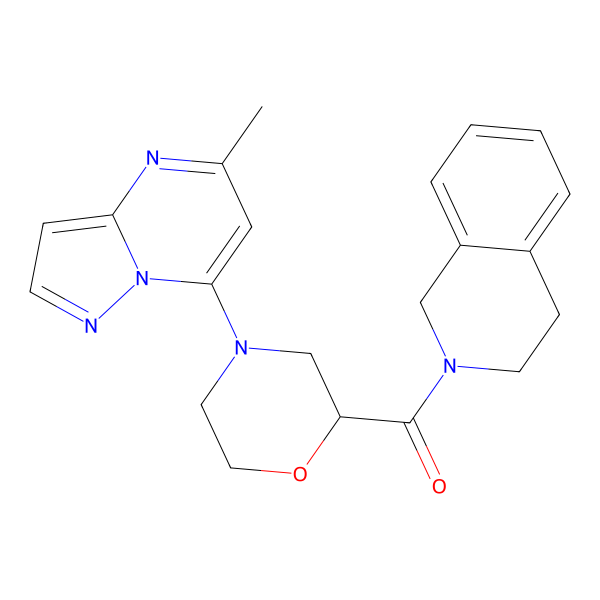 2-(4-{5-Methylpyrazolo[1,5-a]pyrimidin-7-yl}morpholine-2-carbonyl)-1,2,3,4-tetrahydroisoquinoline molecular structure, CAS 3054581-52-8