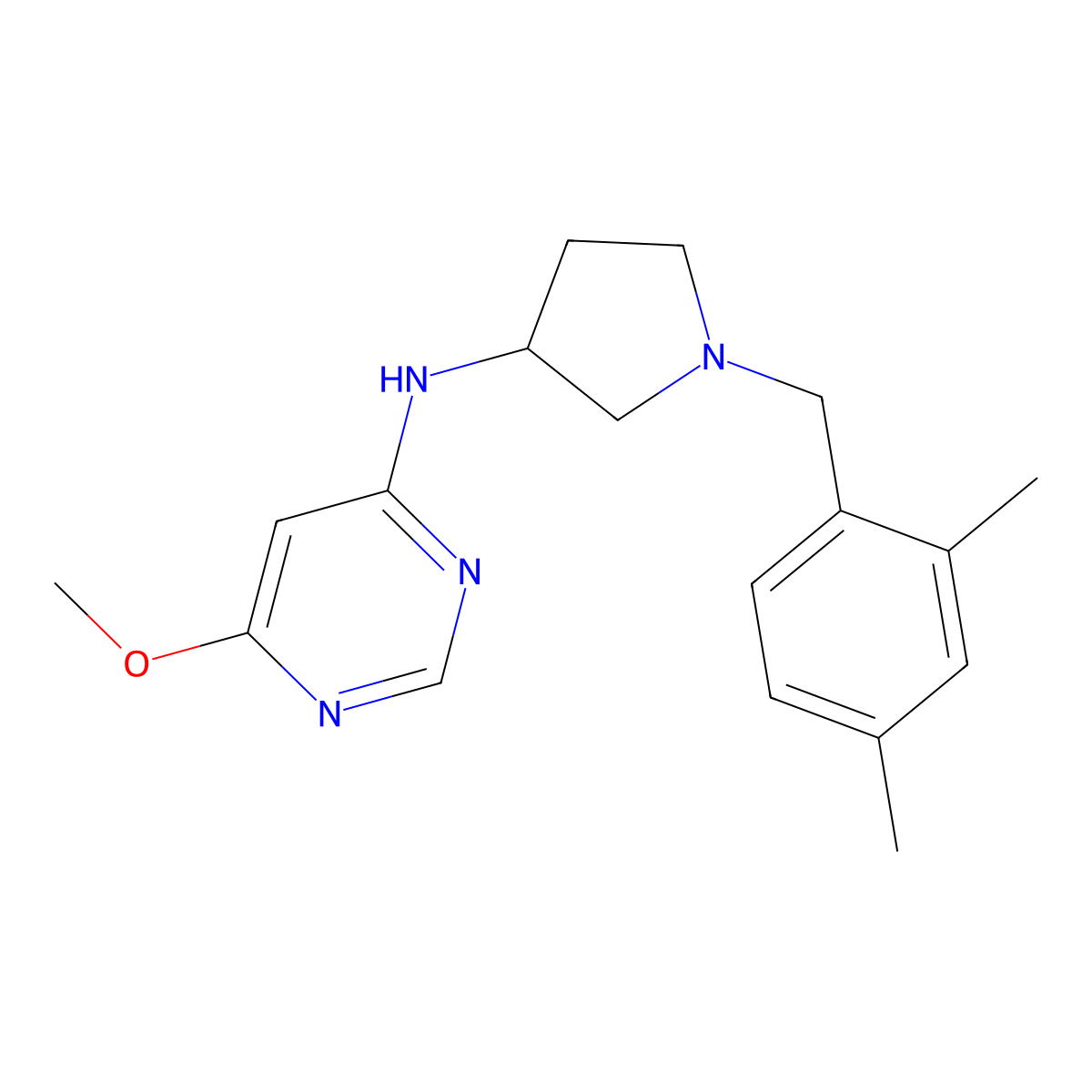 N-{1-[(2,4-dimethylphenyl)methyl]pyrrolidin-3-yl}-6-methoxypyrimidin-4-amine molecular structure, CAS 3054581-54-0