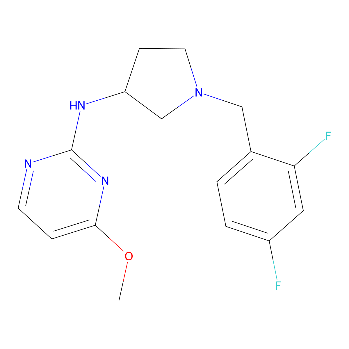 N-{1-[(2,4-difluorophenyl)methyl]pyrrolidin-3-yl}-4-methoxypyrimidin-2-amine molecular structure, CAS 3054581-55-1