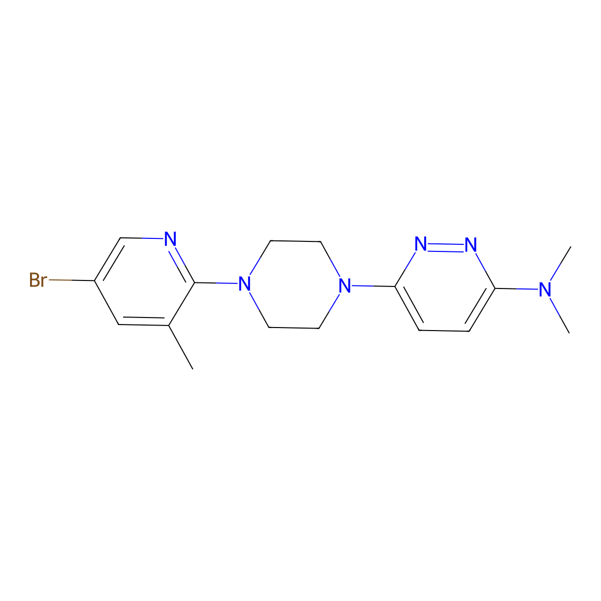 6-[4-(5-bromo-3-methylpyridin-2-yl)piperazin-1-yl]-N,N-dimethylpyridazin-3-amine molecular structure, CAS 3054581-56-2