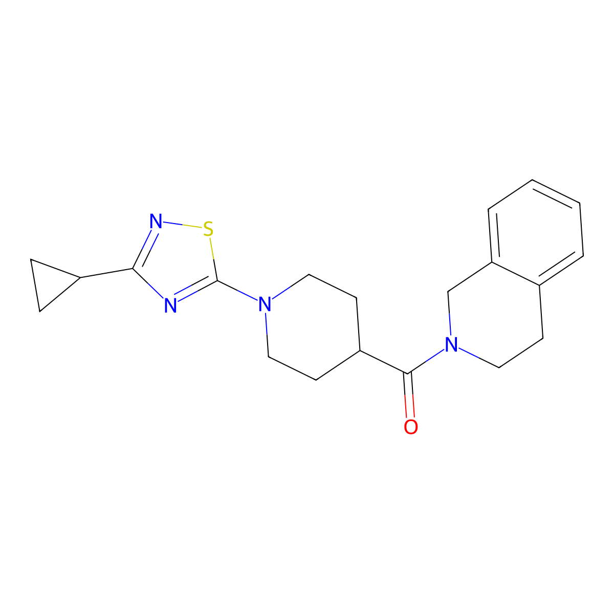 2-[1-(3-Cyclopropyl-1,2,4-thiadiazol-5-yl)piperidine-4-carbonyl]-1,2,3,4-tetrahydroisoquinoline molecular structure, CAS 3054581-61-9