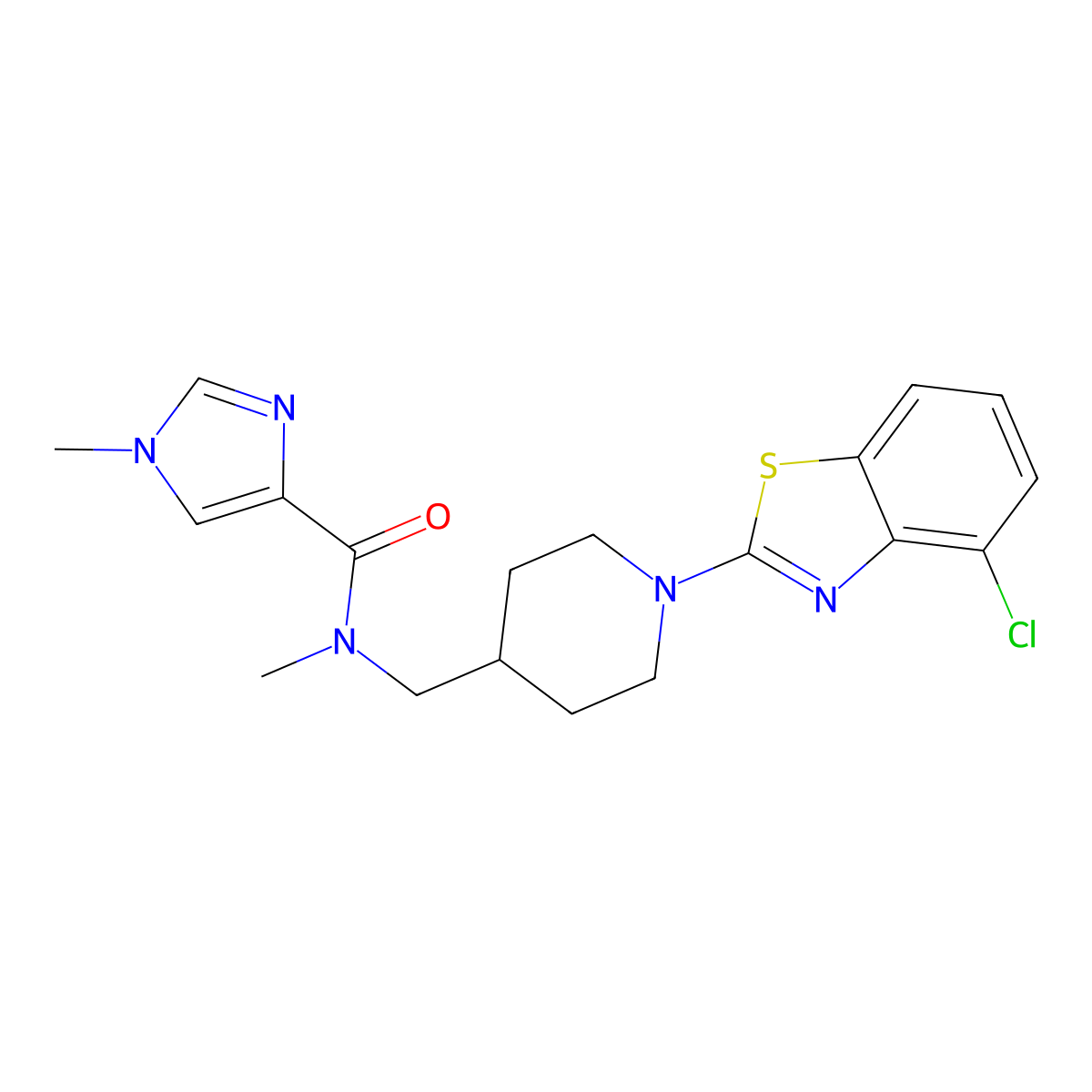 N-{[1-(4-chloro-1,3-benzothiazol-2-yl)piperidin-4-yl]methyl}-N,1-dimethyl-1H-imidazole-4-carboxamide molecular structure, CAS 3054581-81-3