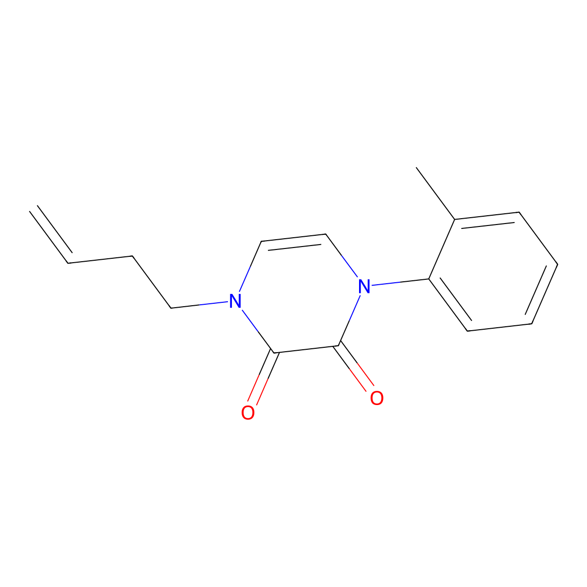 1-(But-3-en-1-yl)-4-(2-methylphenyl)-1,2,3,4-tetrahydropyrazine-2,3-dione molecular structure, CAS 3054581-83-5