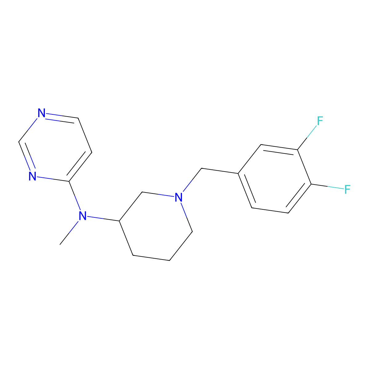 N-{1-[(3,4-difluorophenyl)methyl]piperidin-3-yl}-N-methylpyrimidin-4-amine molecular structure, CAS 3054581-84-6