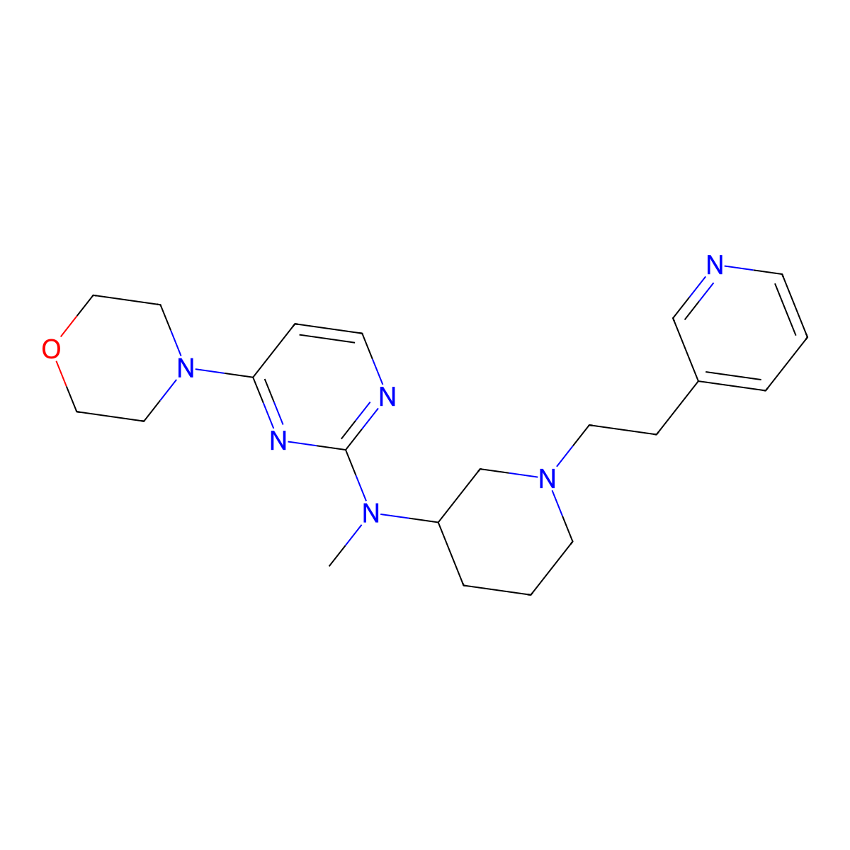 N-methyl-4-morpholin-4-yl-N-[1-(2-pyridin-3-ylethyl)piperidin-3-yl]pyrimidin-2-amine molecular structure, CAS 3054581-86-8