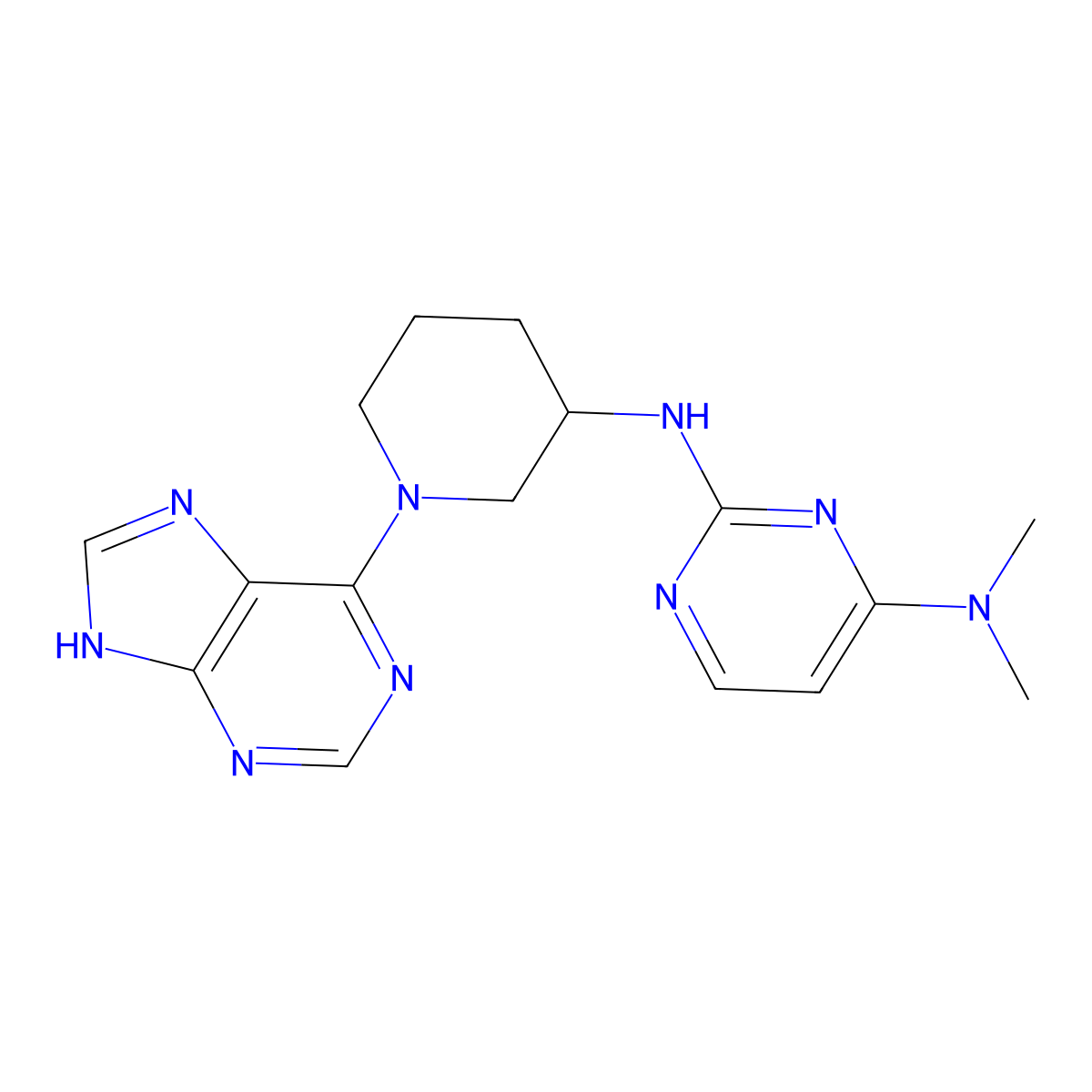 N4,N4-dimethyl-N2-[1-(9H-purin-6-yl)piperidin-3-yl]pyrimidine-2,4-diamine molecular structure, CAS 3054581-88-0