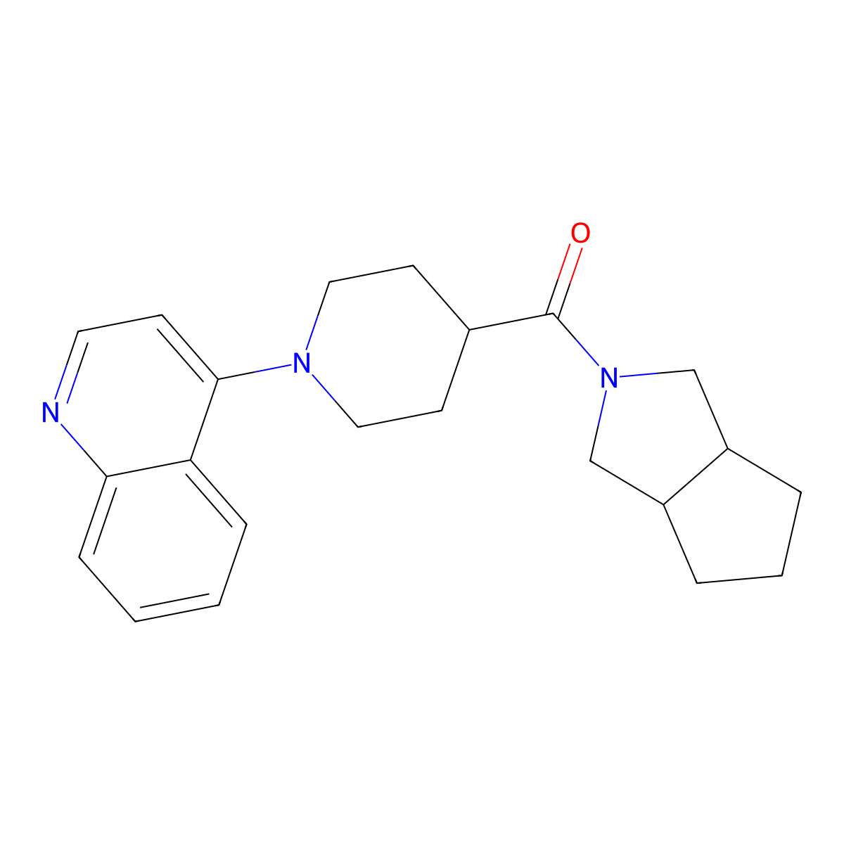 4-(4-{Octahydrocyclopenta[c]pyrrole-2-carbonyl}piperidin-1-yl)quinoline molecular structure, CAS 3054581-97-1