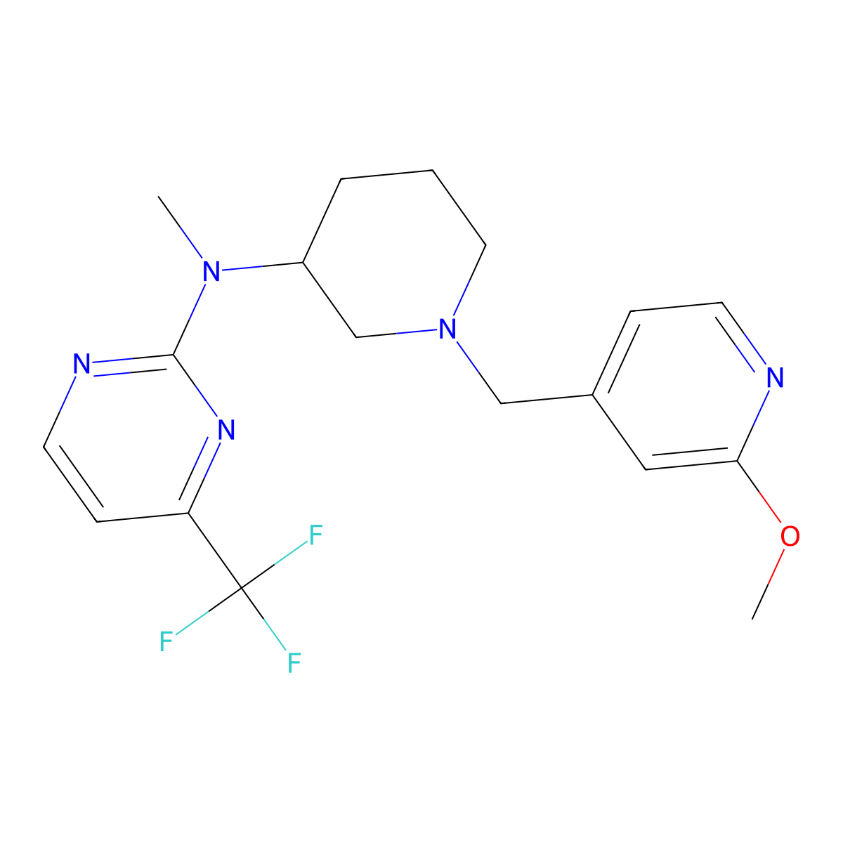 N-{1-[(2-methoxypyridin-4-yl)methyl]piperidin-3-yl}-N-methyl-4-(trifluoromethyl)pyrimidin-2-amine molecular structure, CAS 3054581-98-2